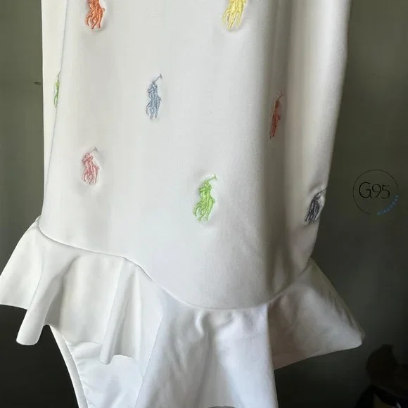 NWT Polo Ralph Lauren Girls Multi Color ALL OVER Polo Pony Embroidered SWIMSUIT - Picture 8 of 9
